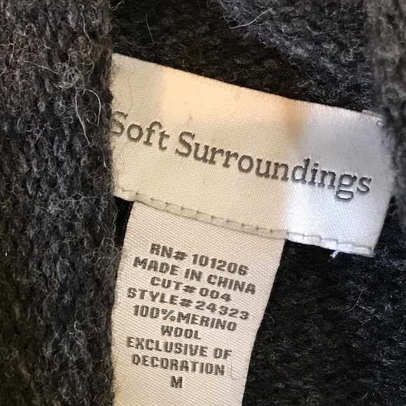 Soft Surroundings 100% Merino Wool Duster Cardigan Gray Sequin Sleeve - Picture 14 of 15